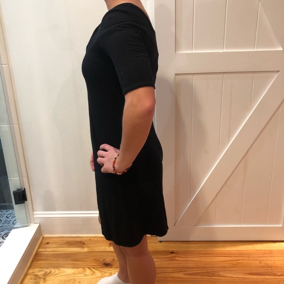 Black t shirt dress with cross cross on chest - Picture 2 of 5